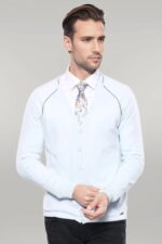 Blue Cotton Men Knitwear