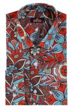 Blue-Floral-Slim-Fit-Long-Sleeve-Red-Men-Shirt-Wessi-1