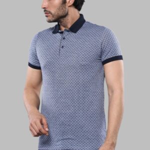 Blue Patterned Polo Men T-Shirt | Wessi