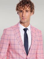 Blue-Plaid-Patterned-Slim-Fit-Pink-Men-Blazer-Wessi-1