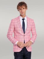 Blue-Plaid-Patterned-Slim-Fit-Pink-Men-Blazer-Wessi-3