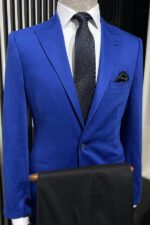 Blue Plain Men Jacket