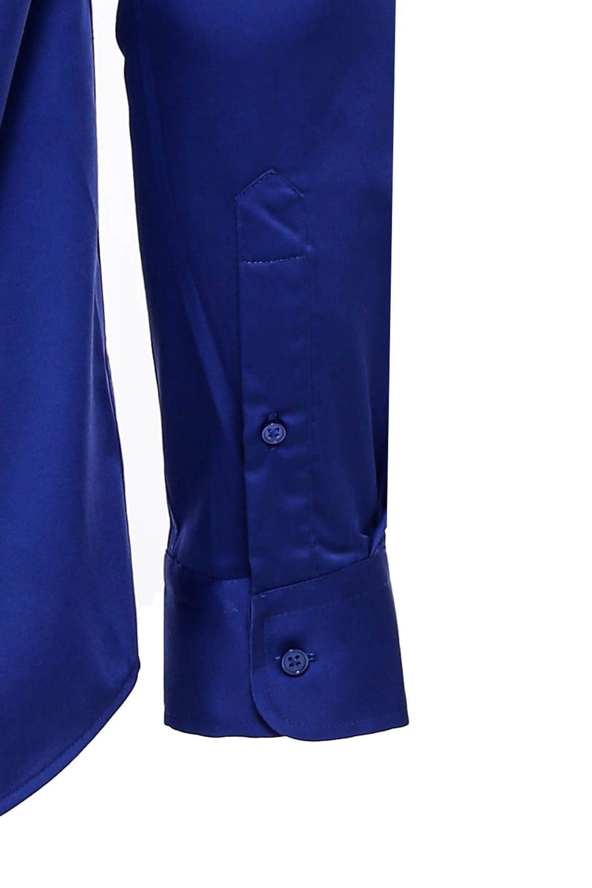 Navy Blue Satin Shirt