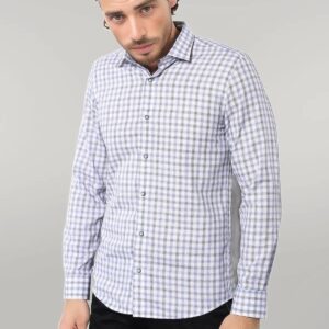 Blue Slim Fit Check Shirt - Wessi