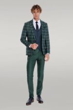 Blue-Vested-Slim-Fit-Checked-Green-Men-Suit-Wessi-1