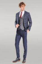 Blue-Vested-Slim-Fit-Checked-Navy-Blue-Men-Suit-Wessi-1