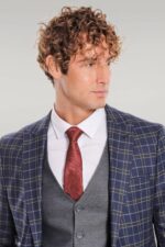 Blue-Vested-Slim-Fit-Checked-Navy-Blue-Men-Suit-Wessi-2