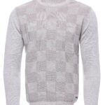Bone White Plaid Half Turtleneck Sweater - Wessi