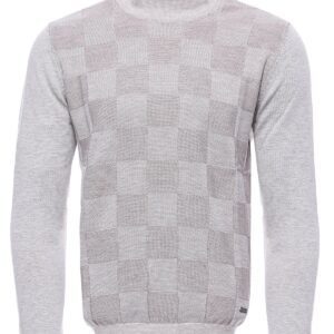 Bone White Plaid Half Turtleneck Sweater - Wessi