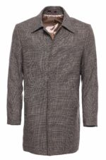 Brown Checked Hidden Button Coat