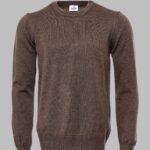 Brown Crew Neck Men Sweater - Wessi
