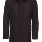 Brown Hidden Button Peak Lapel Coat - Wessi