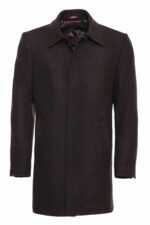 Brown Hidden Button Peak Lapel Coat