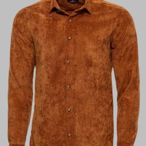 Brown Long Sleeves Velvet Men's Shirt - Wessi