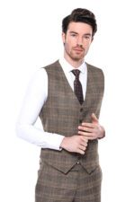 Brown Plaid Men Vest