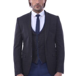 Brown Plaid Men's Winter 3 Piece Suit - Wessi