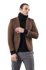 Brown Slim Fit Jacket for Men