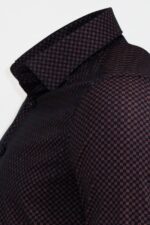 Brown-Tiny-Check-Patterned-Slim-Fit-Shirt-Wessi-1