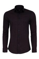 Brown Tiny Check Patterned Slim Fit Shirt
