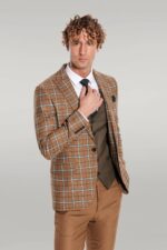 Brown-Vested-Slim-Fit-Checked-Tan-Men-Suit-Wessi-3