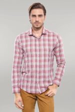 Burgundy Casual Plaid Shirt