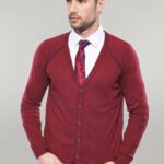 Burgundy Cotton Men's Knitwear - Wessi