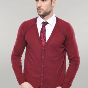 Burgundy Cotton Men's Knitwear - Wessi