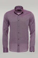 Burgundy Patterned Long Sleeve Shirt