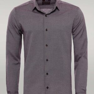 Burgundy Patterned Long Sleeves Slim-Fit Shirt - Wessi