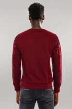 Burgundy-Patterned-Slim-Fit-Men-Sweatshirt-Wessi-3