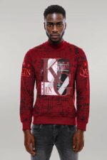 Burgundy-Patterned-Slim-Fit-Men-Sweatshirt-Wessi-5