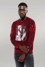 Burgundy-Patterned-Slim-Fit-Men-Sweatshirt-Wessi-6
