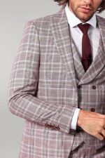 Burgundy-Plaid-Vested-Slim-Fit-Italian-Suit-Wessi-2