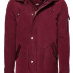 Burgundy Pocket Hooded Men's Coat - Wessi