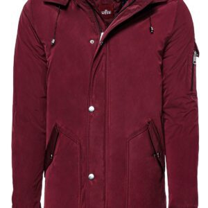 Burgundy Pocket Hooded Men's Coat - Wessi