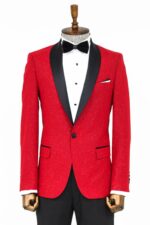 Burgundy Shawl Lapel Tuxedo Jacket