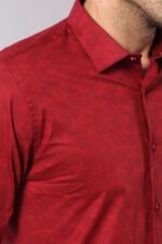 Burgundy-Slimfit-Shirt-with-Self-Flower-Pattern-Wessi-1