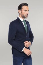 Cachet Plaid Patterned Navy Blue Blazer