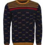Camel Crew Neck Knitwear Asymmetric Patterned  - Wessi
