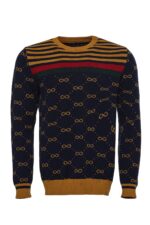 Camel Crew Neck Knitwear Asymmetric Patterned 