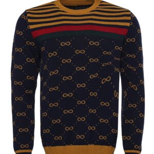 Camel Crew Neck Knitwear Asymmetric Patterned  - Wessi