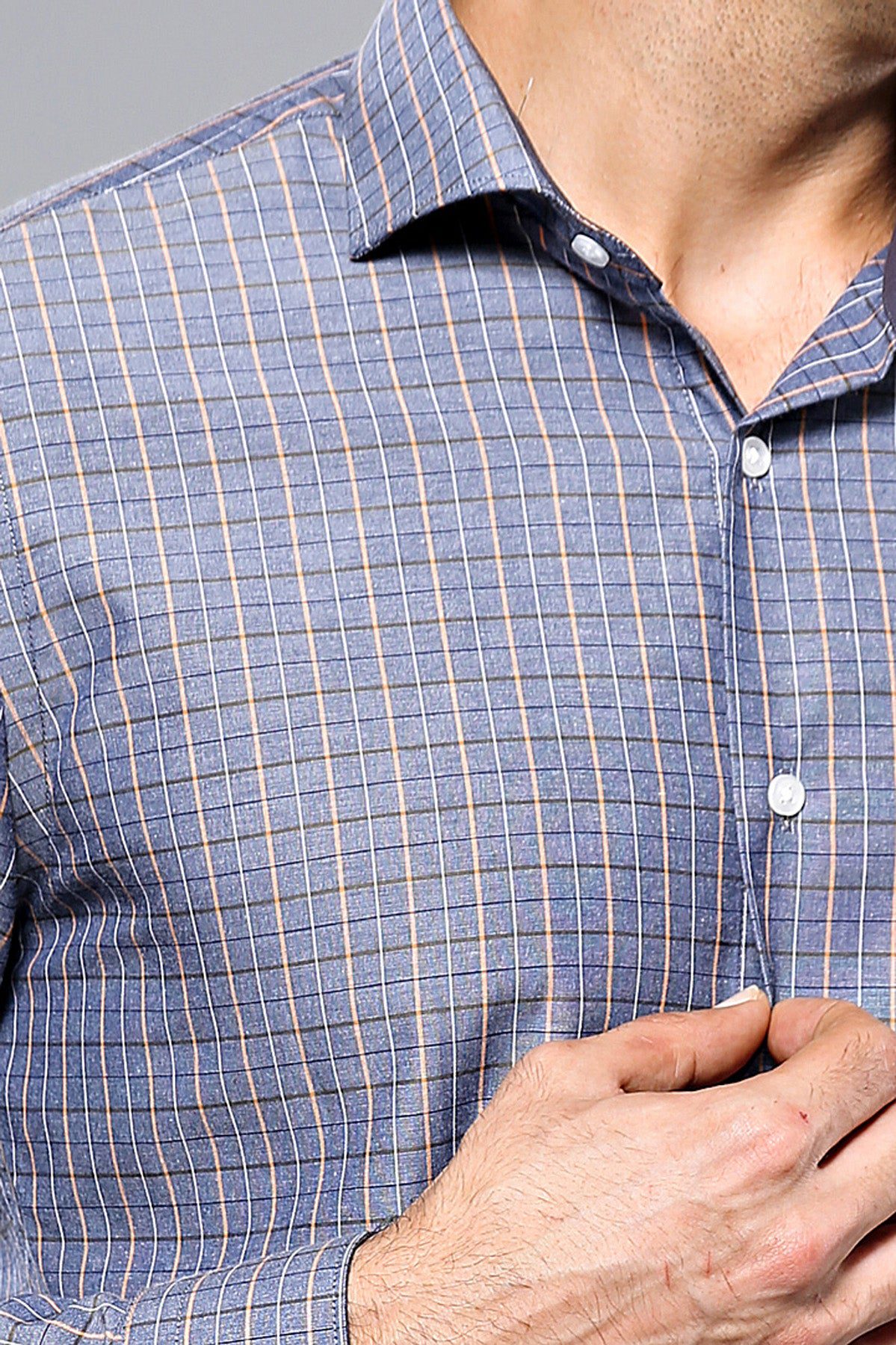 Blue Gray Plaid Shirt