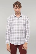 Casual White Plaid Shirt