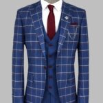 Checked Blue Men Suit - Wessi