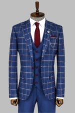 Checked Blue Men Suit