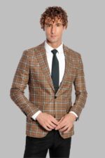 Checked Brown Men Blazer