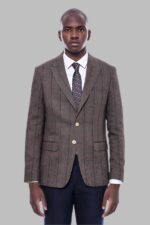 Checked-Brown-Slim-Fit-Mens-Blazer-Wessi-4