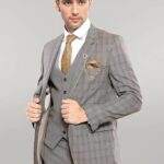 Checked Brown Vested Men's Suit | Wessi