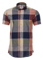 Checked Cotton Slim-Fit Navy Blue Men Shirt