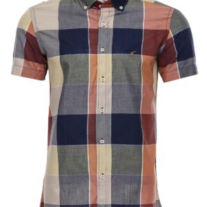 Checked Cotton Slim-Fit Navy Blue Men Shirt - Wessi